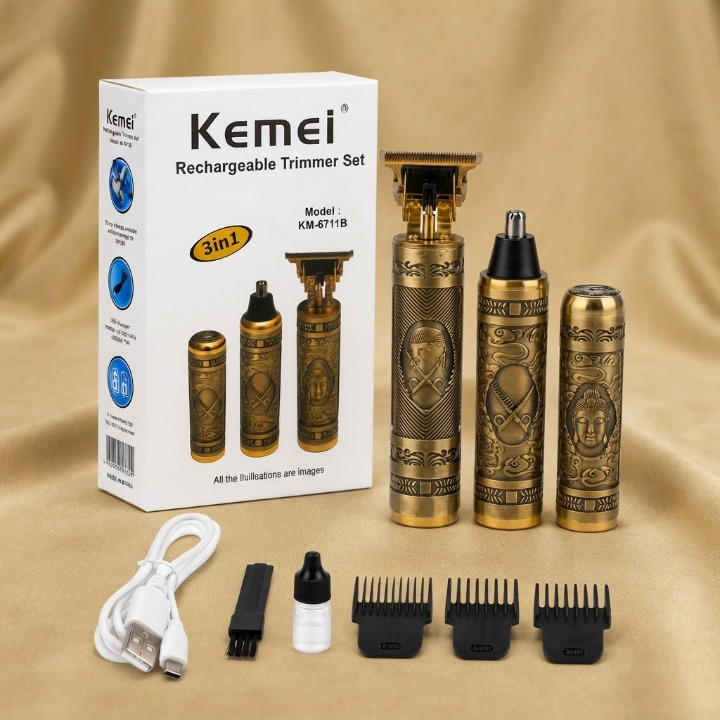 Kemei Km-6711B 3-In-1 Rechargeable Trimmer Set