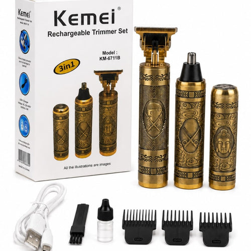 Kemei Km-6711B 3-In-1 Rechargeable Trimmer Set