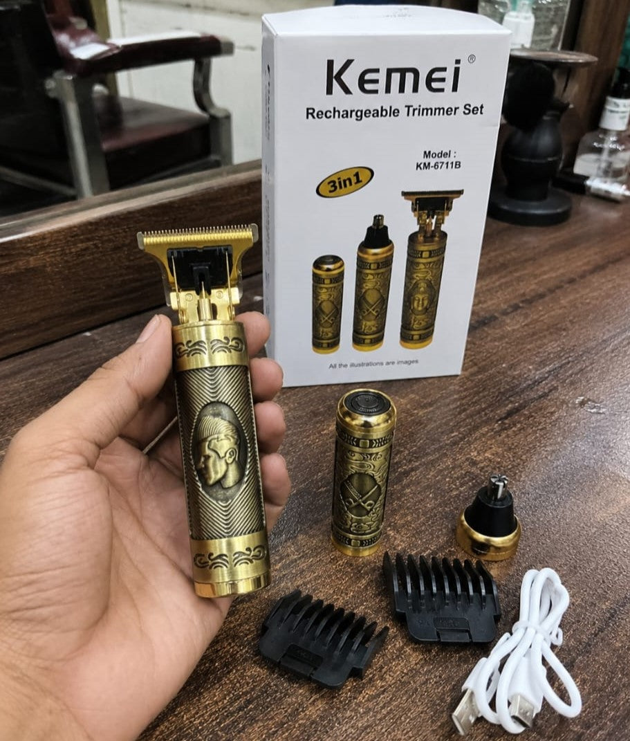 Kemei Km-6711B 3-In-1 Rechargeable Trimmer Set