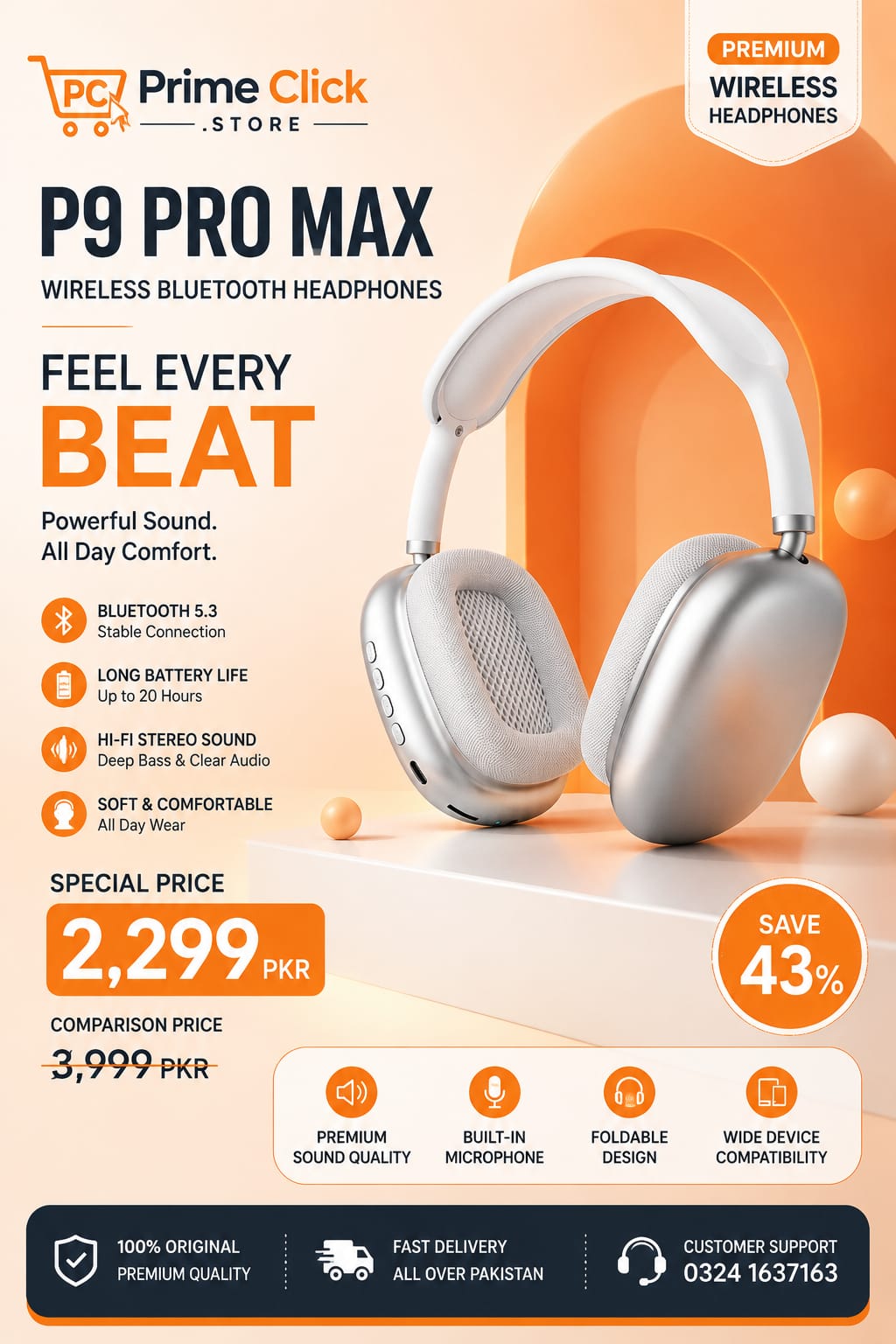 p9 pro max Wireless Bluetooth Headphones - Random colors ~ With Box & With Cablep9 pro max Wireless Bluetooth Headphones - Random colors ~ With Box & With Cable