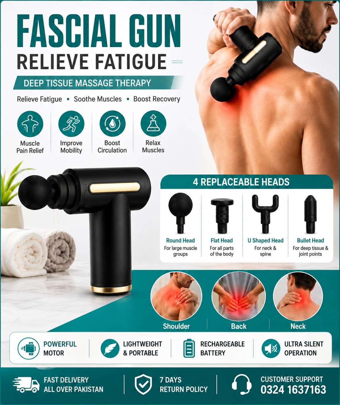 Massage Gun 5 In 1 Multifunctional Electric Full Body Massage