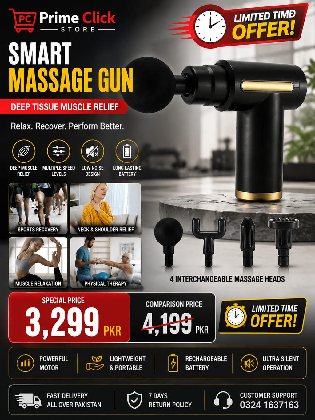 Massage Gun 5 In 1 Multifunctional Electric Full Body Massage