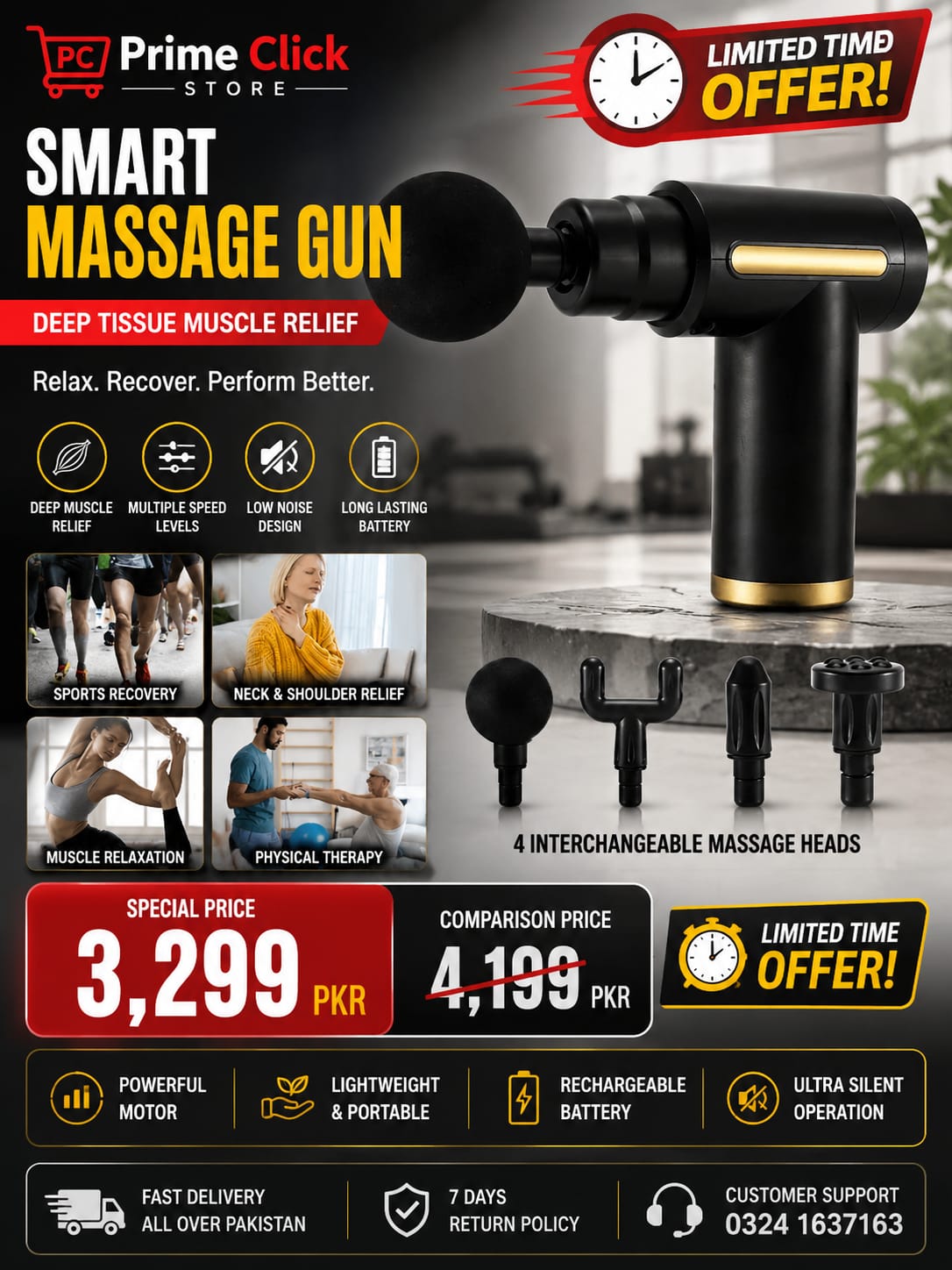 Massage Gun 5 In 1 Multifunctional Electric Full Body Massage