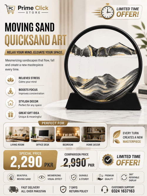 3D Moving Sand Art Lamp - Flowing Sand Painting Picture Dynamic Hourglass Decorative Desk